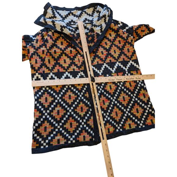 Bass Cardigan Womens Small Southwestern Open Front Boho Geometric Fall Sweater - Picture 4 of 16